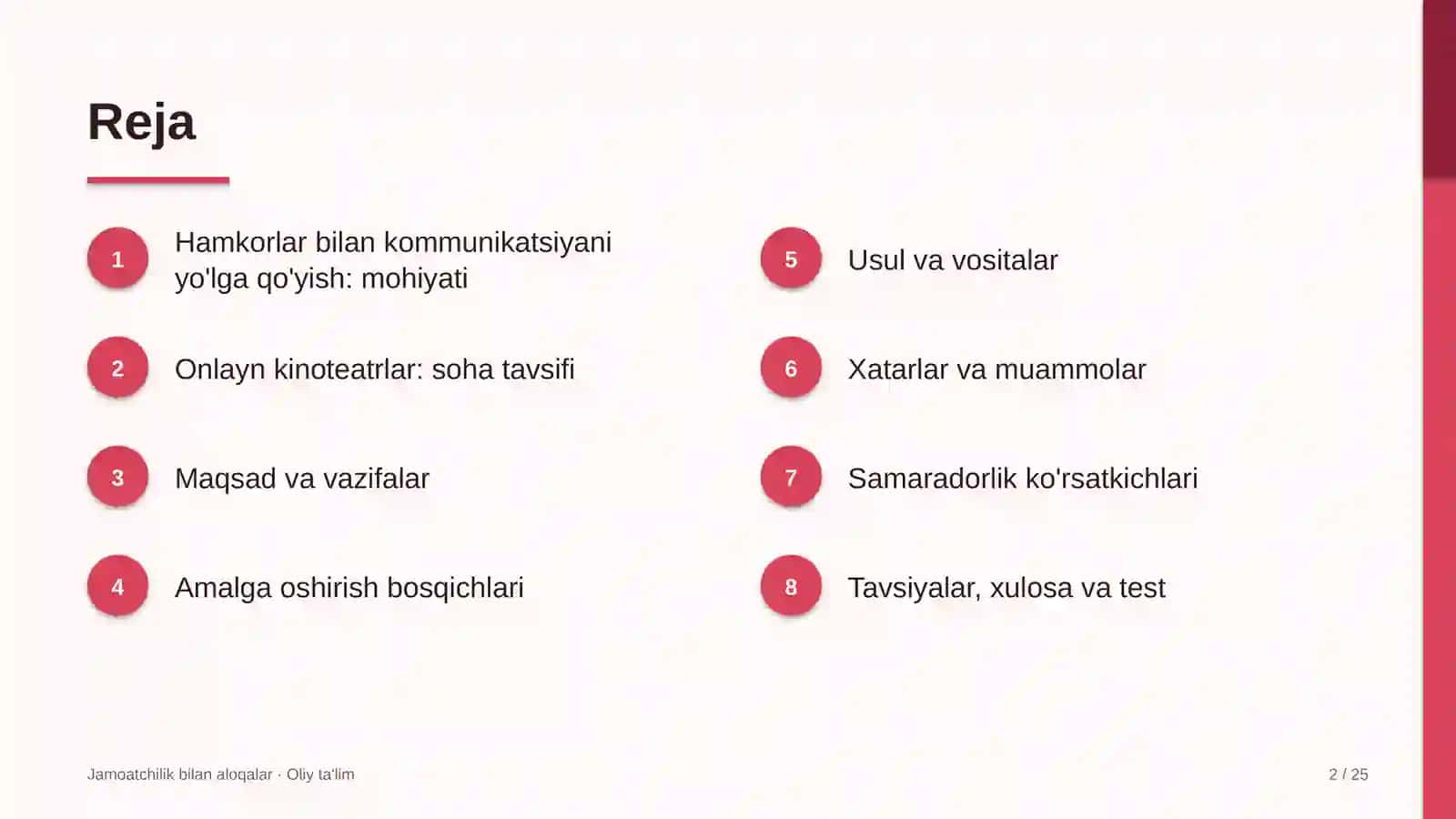 onlayn kinoteatrlarda hamkorlar bilan kommunikatsiyani yo'lga qo'yish 6685 2