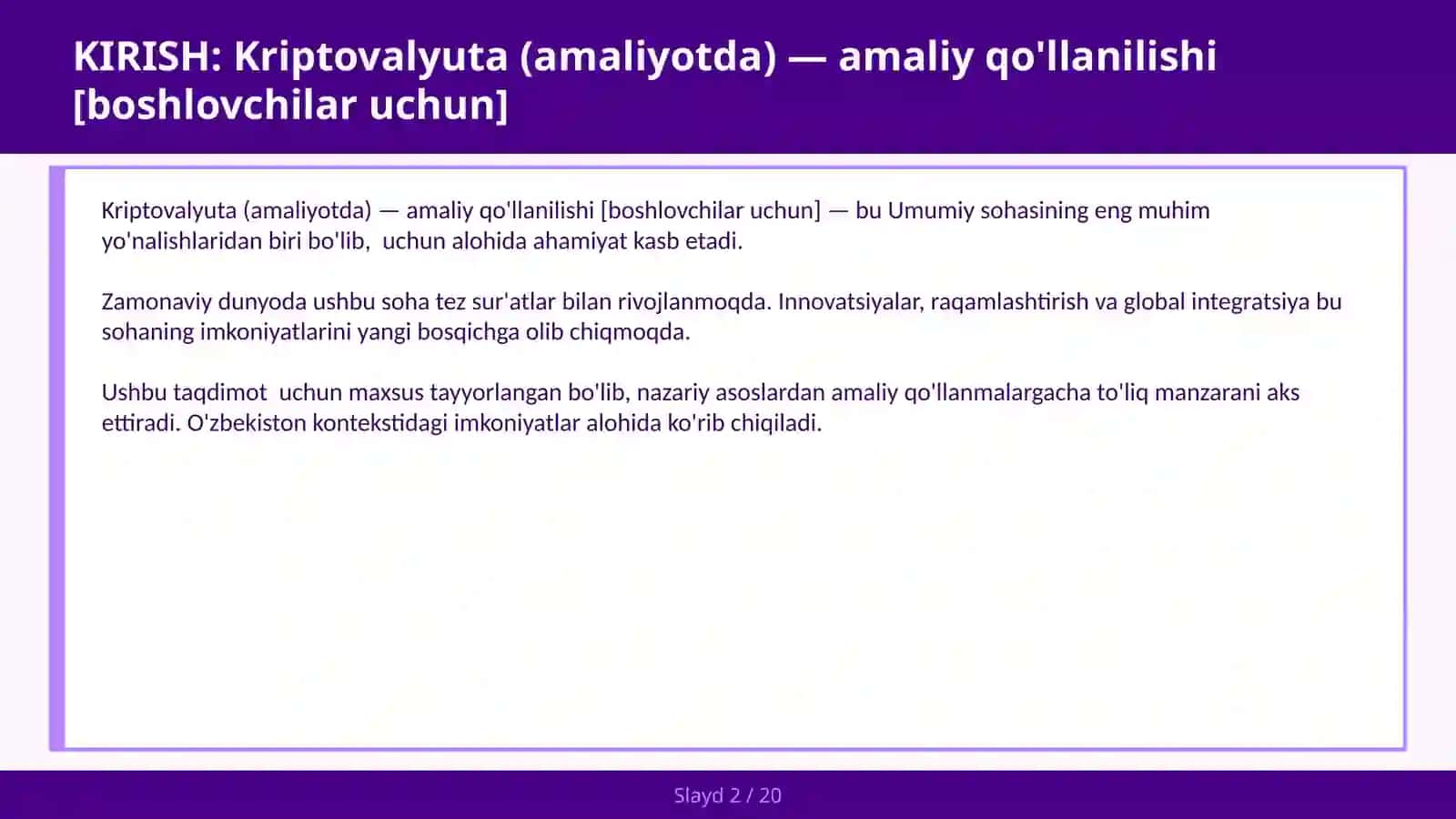 KRIPTOVALYUTA (AMALIYOTDA) — AMALIY QO'LLANILISHI [BOSHLOVCHILAR UCHUN] 2