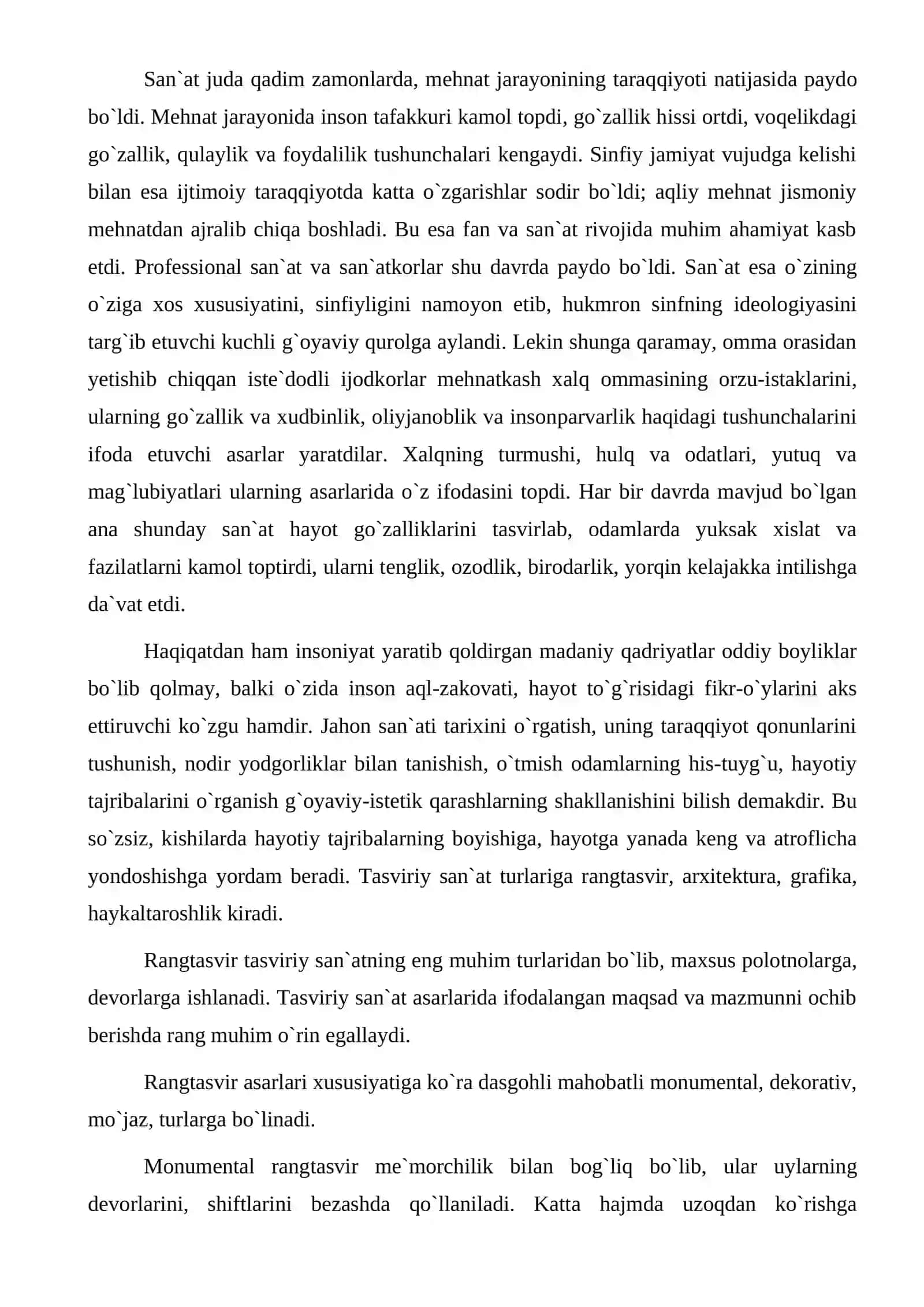 Tasviriy sanatning taraqqiyoti 2