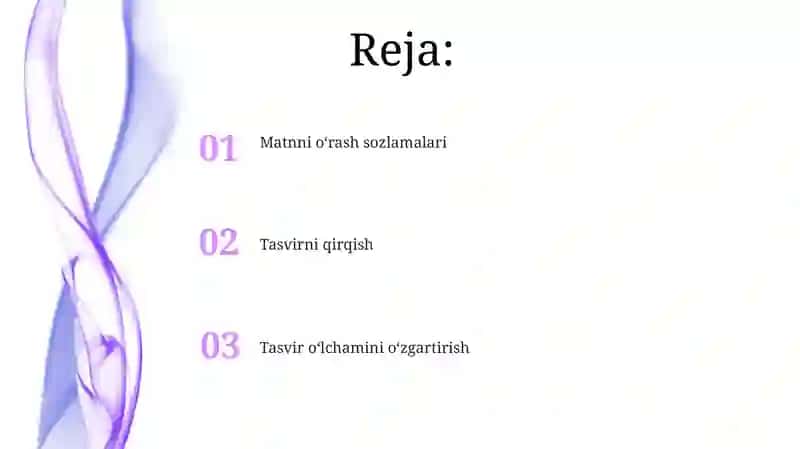 Matn o'rash sozlamalari 2