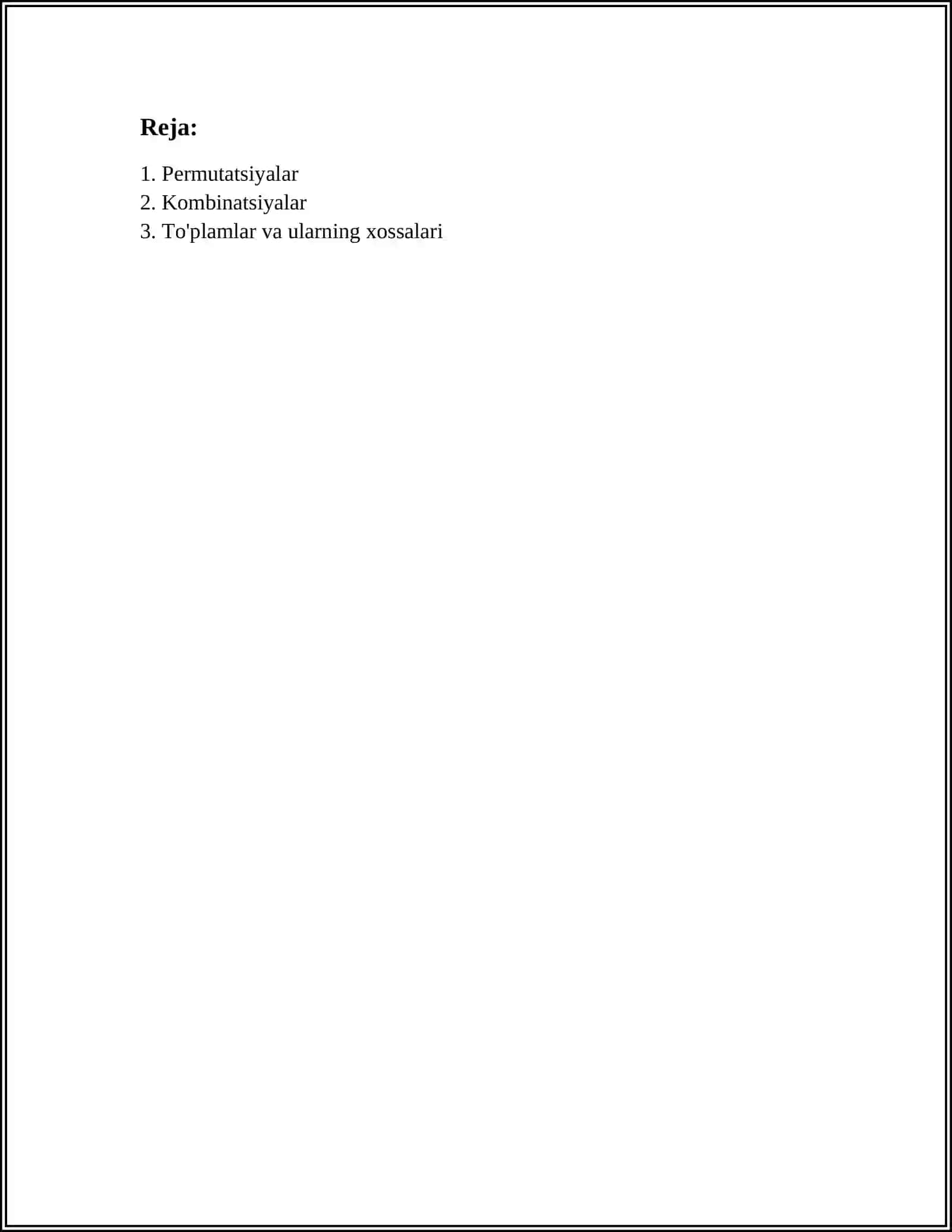 KOMBINATORIKA ELEMENTLARI.KOMBINATORIKANING ASOSIY ELEMENTLARI 2