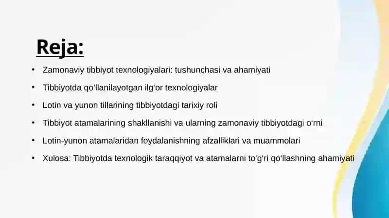 Zamonaviy tibbiyot texnologiyalari. Lotin-yunon atamalarining tibbiyotdagi o'rni 2