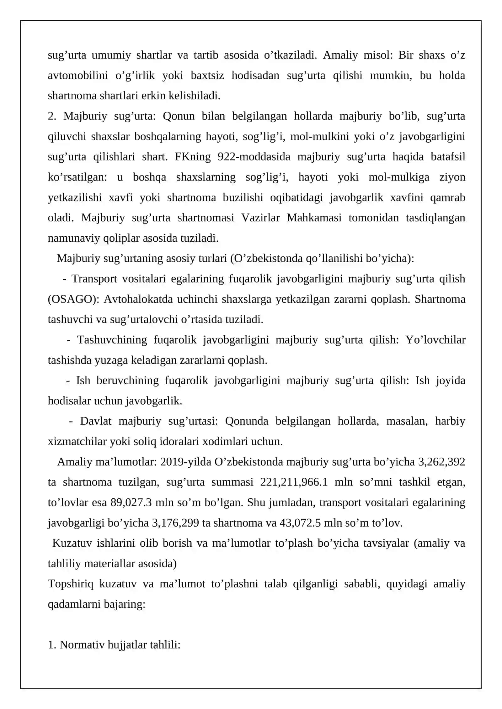 Sug’urta shartnomasining tushunchasi va turlari 2