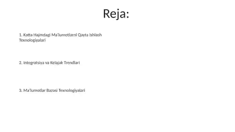 Katta Hajmdagi Ma'lumotlarni Qayta Ishlash Texnologiyalari 2