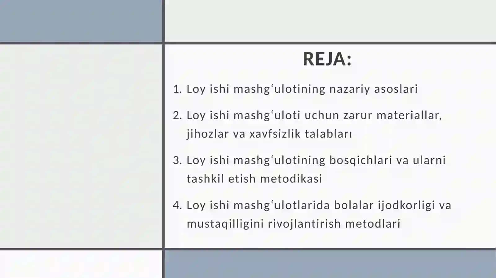 Loyishimashg‘uloti tashkilotish metodikasi 2