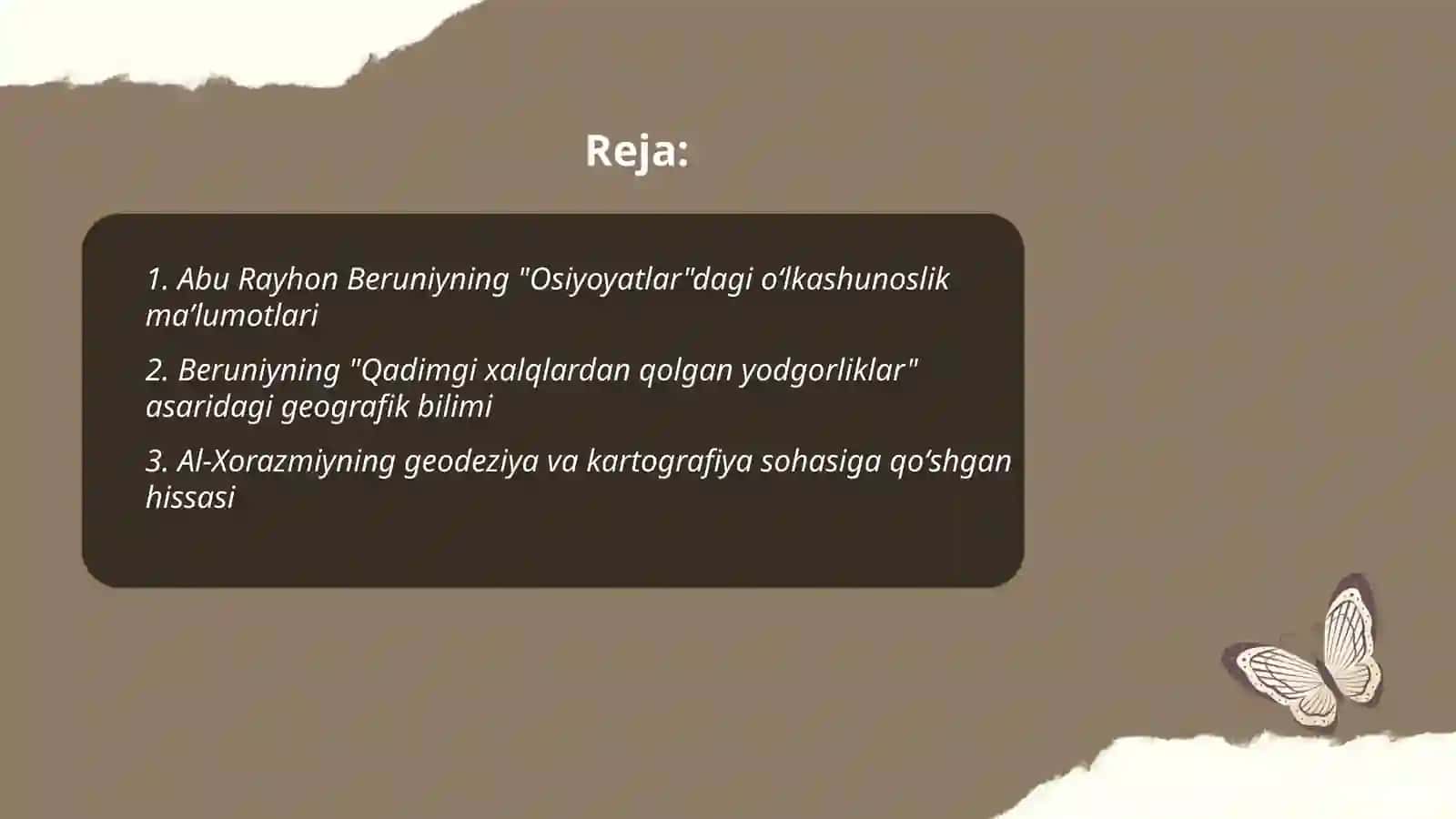 Abu Rayhon Beruniyning "Osiyoyatlar"dagi oʻlkashunoslik maʼlumotlari 2