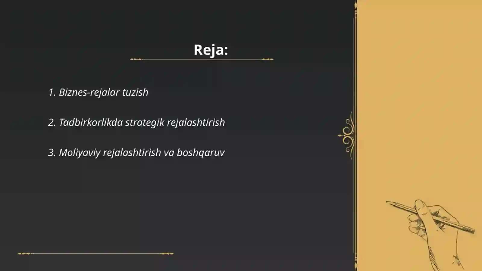 Biznes va tadbirkorlik faoliyatini rejalashtirish va takomillashtirish 2