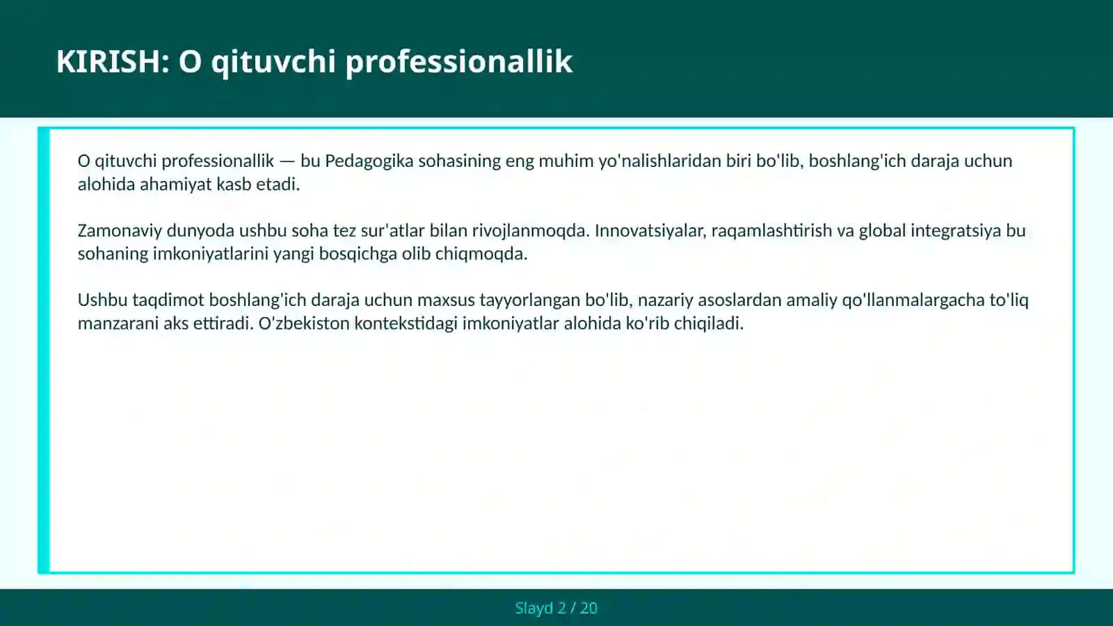 O qituvchi professionallik 2