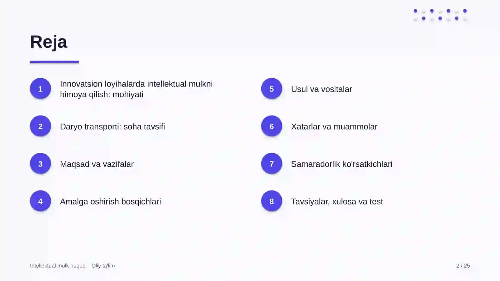INTELLEKTUAL MULK HUQUQI · OLIY TA'LIM 2