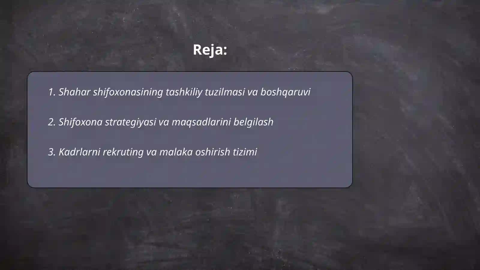 Shahar shifoxonasini ishini tashkil qilish 2