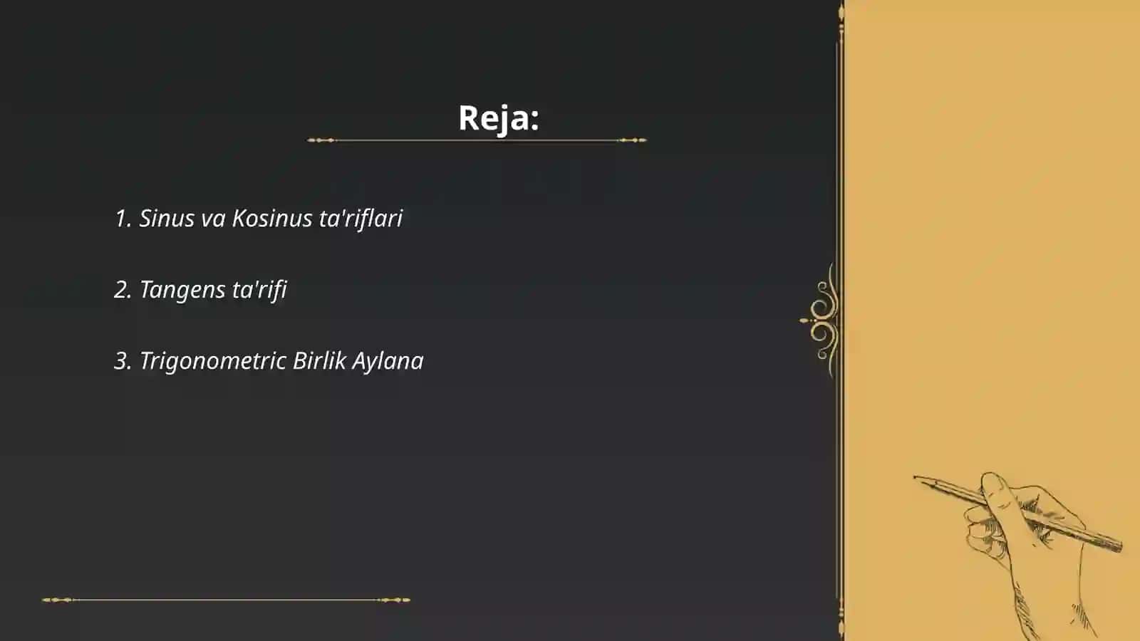 Sinus va Kosinus ta'riflari 2