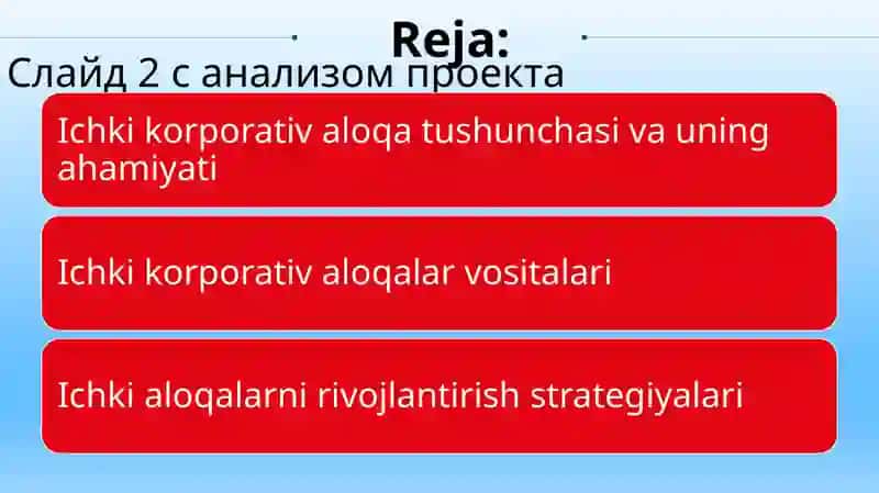 Jamoatchilik bilan ichki korporativ aloqalar uchun vositalar. 6 2