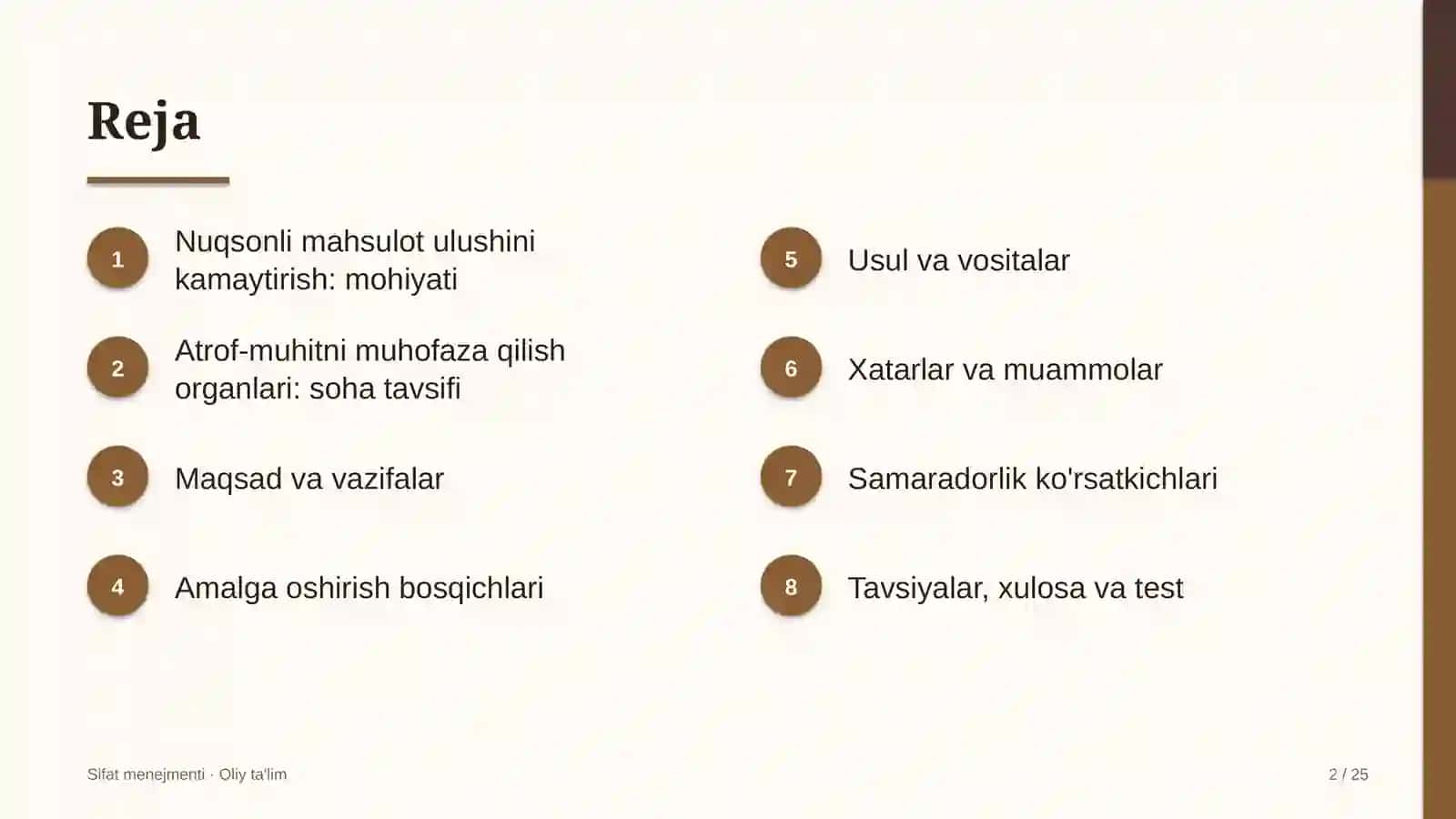 Sifat menejmenti · Oliy ta'lim 2