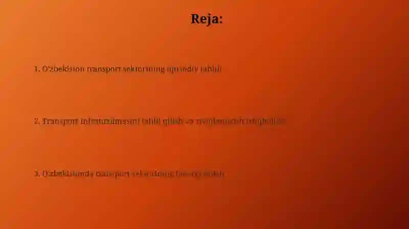 O'zbekistonda transport sohasining hozirgi holati va iqtisodiy tahlili 2