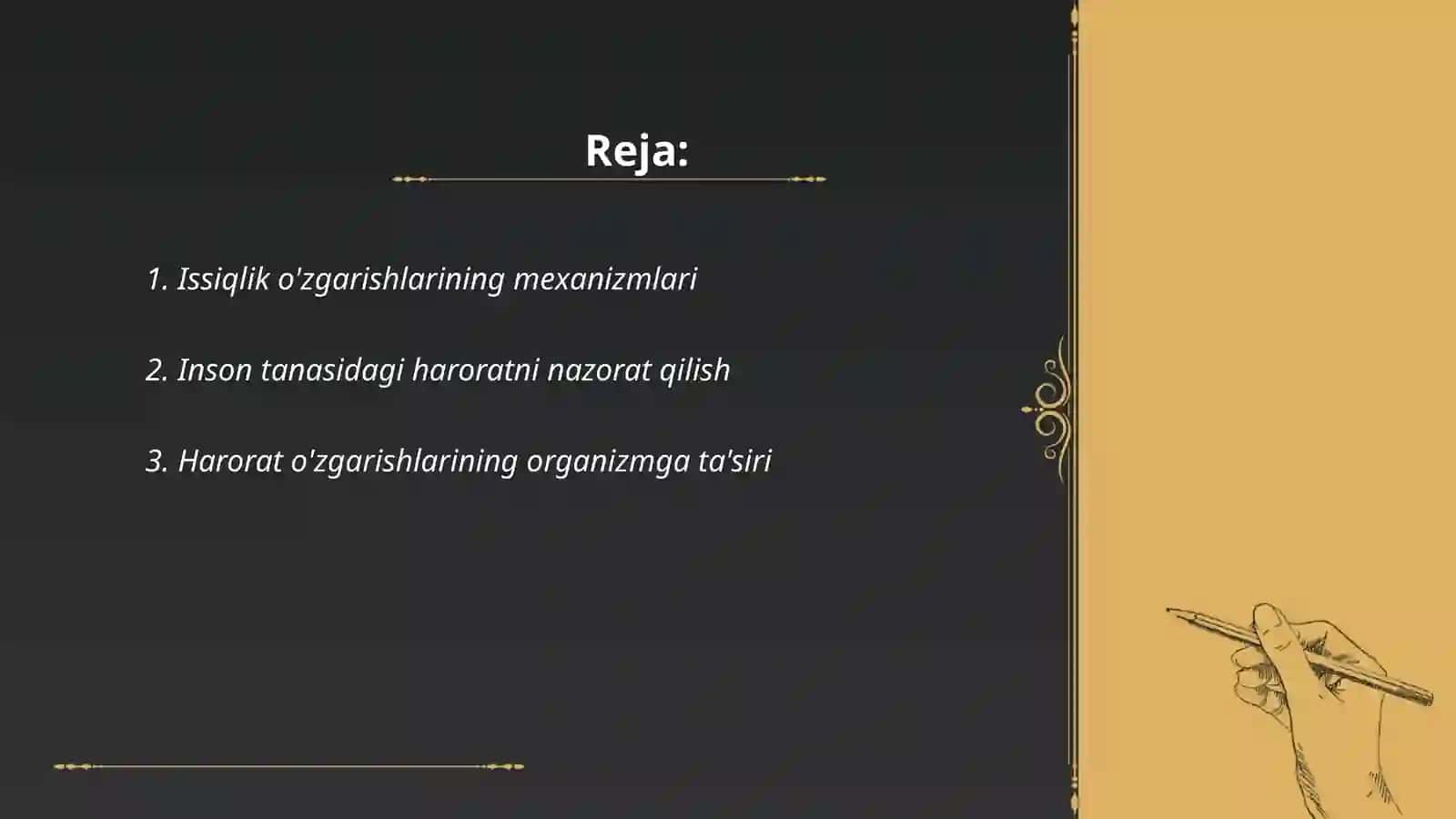 Isitma. Haroratning o'izgarkshlari Antropometriya.Palpatsiya ob‘ektiv tekshirish usuli sifauda, Limfa tugunlari va qalqonsimon bez palpatsiyasi. Perkussiya - ob‘ektiv tekshirish usuli sifatida 2