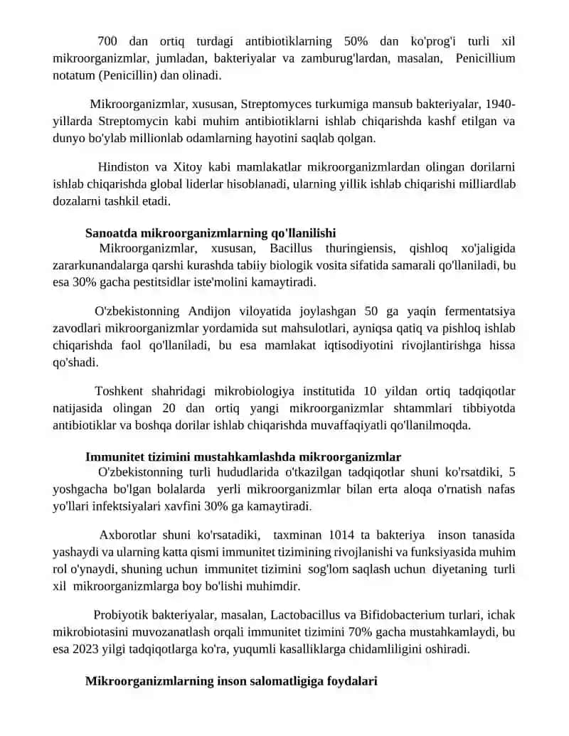 Mikroblarni foydasi bormi 1 soatlik dars ishlanma 2