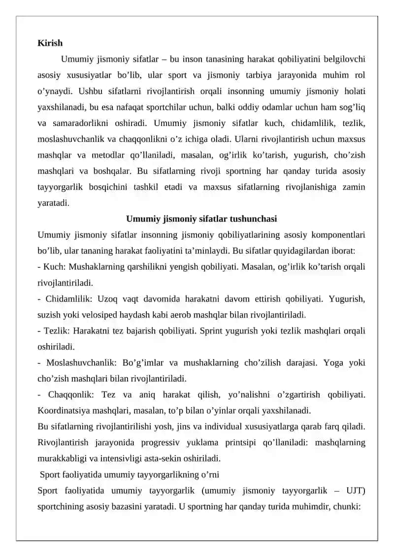 Umumiy jismoniy sifatlar va ularni rivojlantirish 2