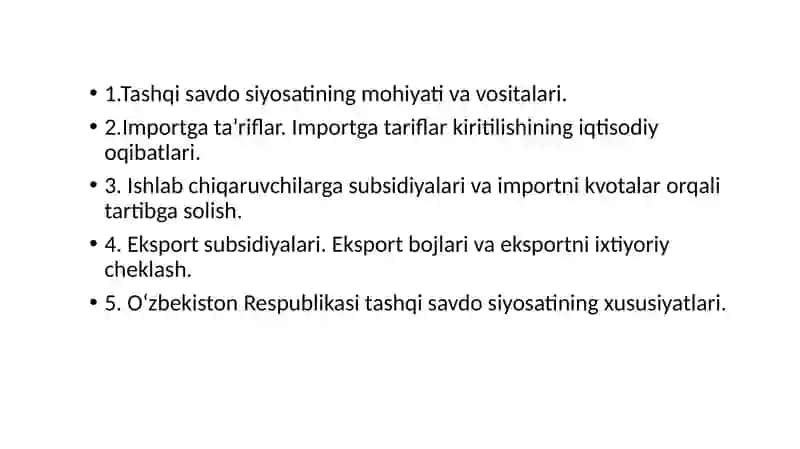 TASHQI SAVDO SIYOSATI 2