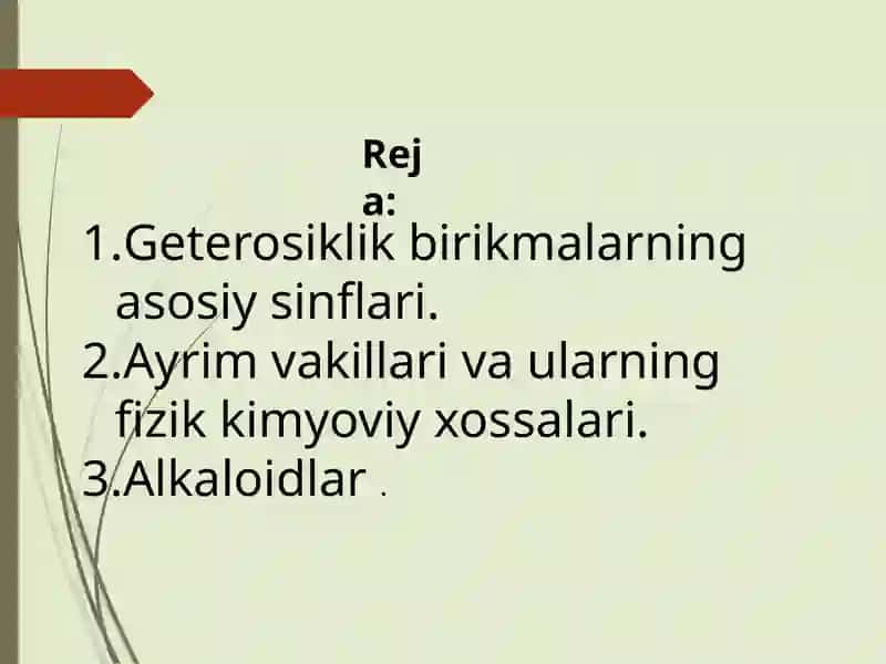 Geterosiklik birikmalar va dorivor vositalar 2