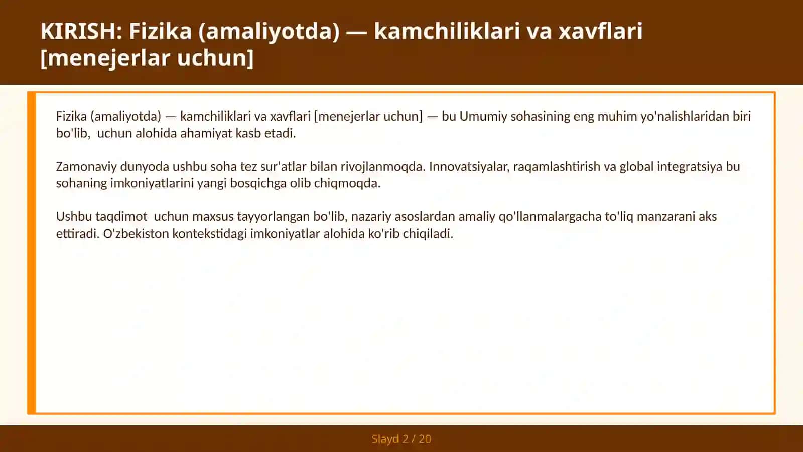 Fizika (amaliyotda) — kamchiliklari va xavflari [menejerlar uchun] 2
