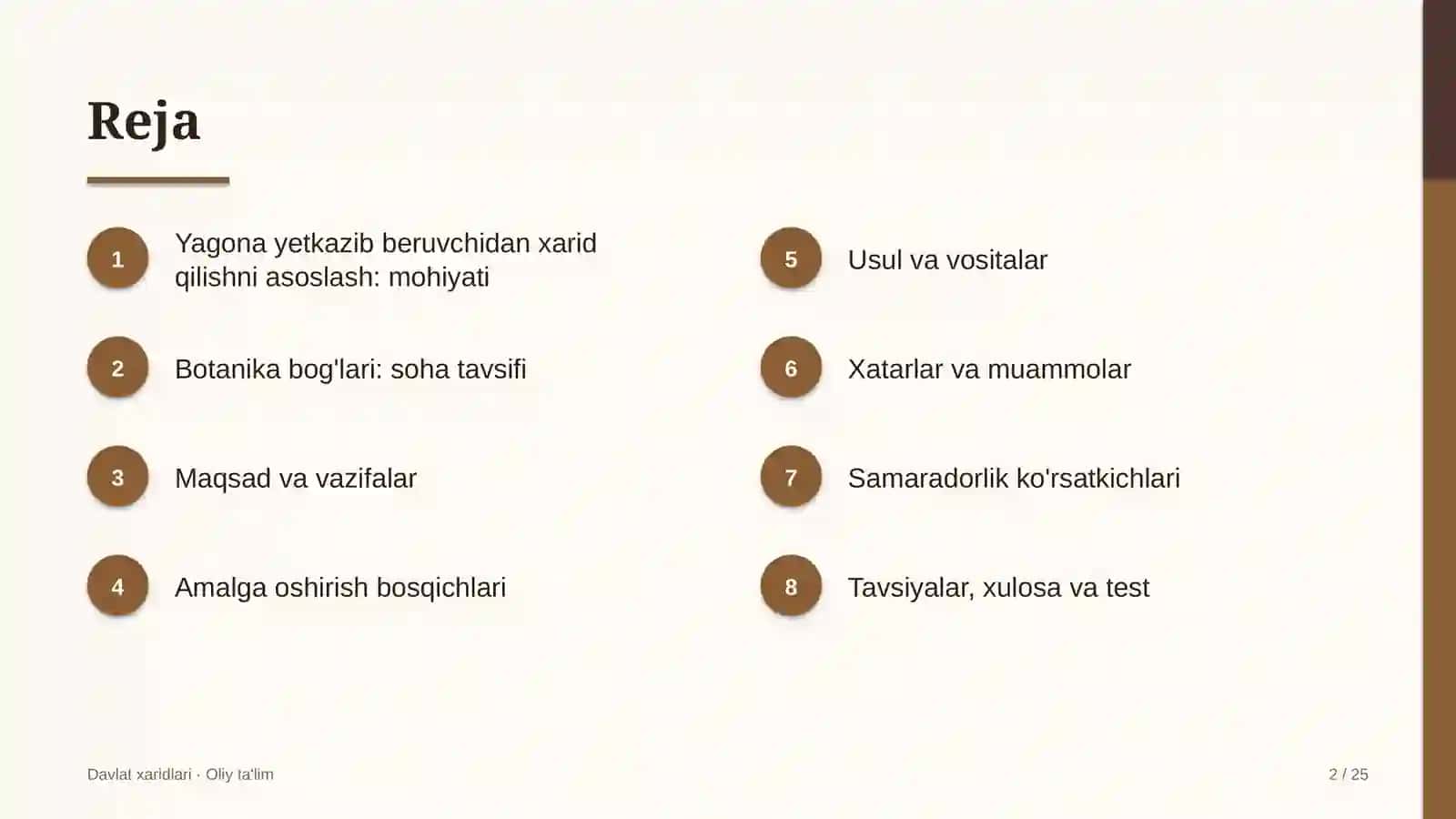 Botanika bog'larida yagona yetkazib beruvchidan xarid qilishni asoslash 2