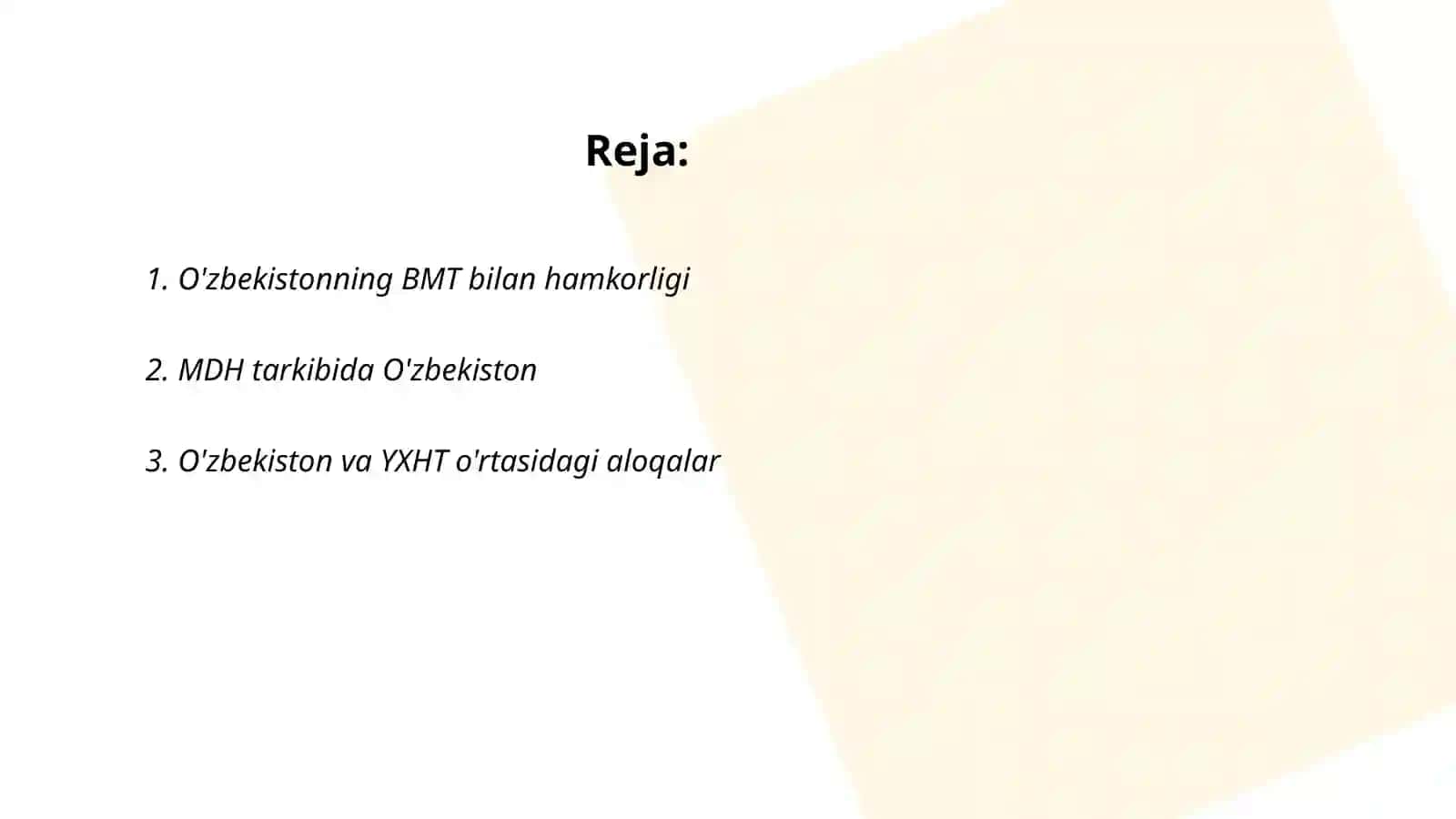 O'zbekistonning xalqaro tashkilotlar bilan hamkorlik aloqalari 2