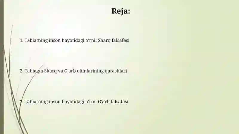 Tabiatning inson hayotidagi o'rni: Sharq falsafasi 2