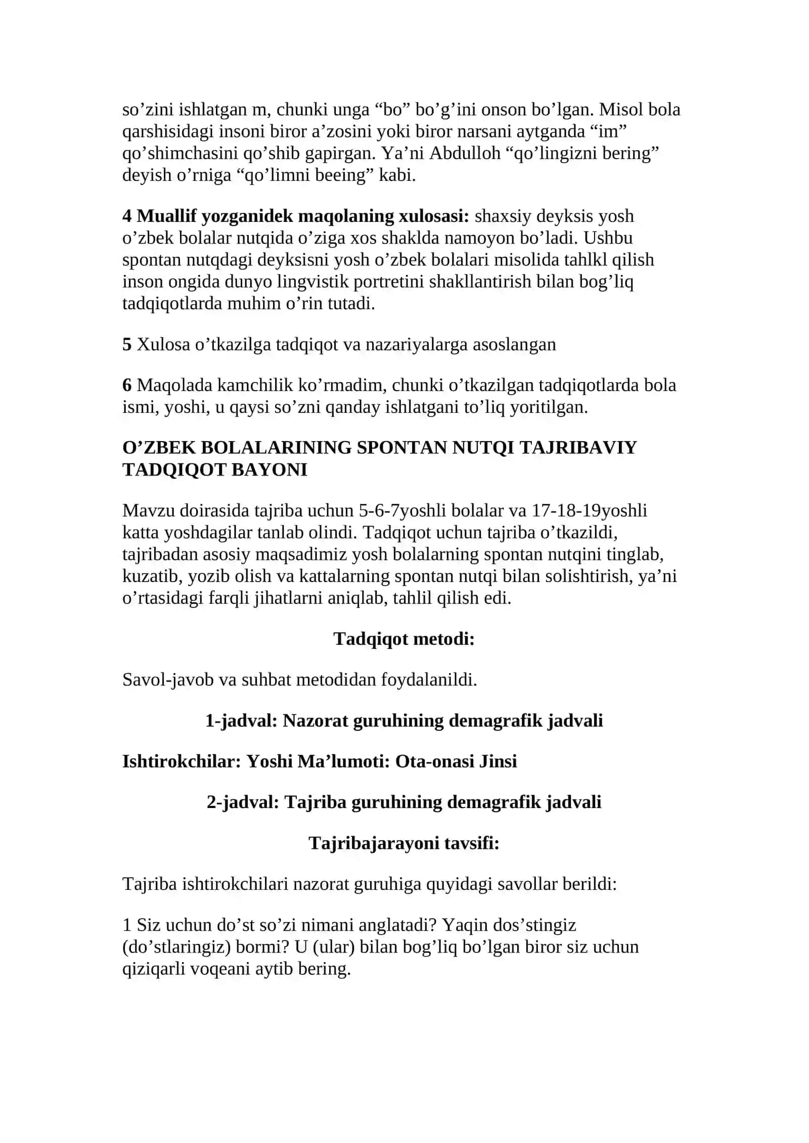 O'zbek bolalarining spontan nutqida shaxsiy deyksisining taksilishi 2