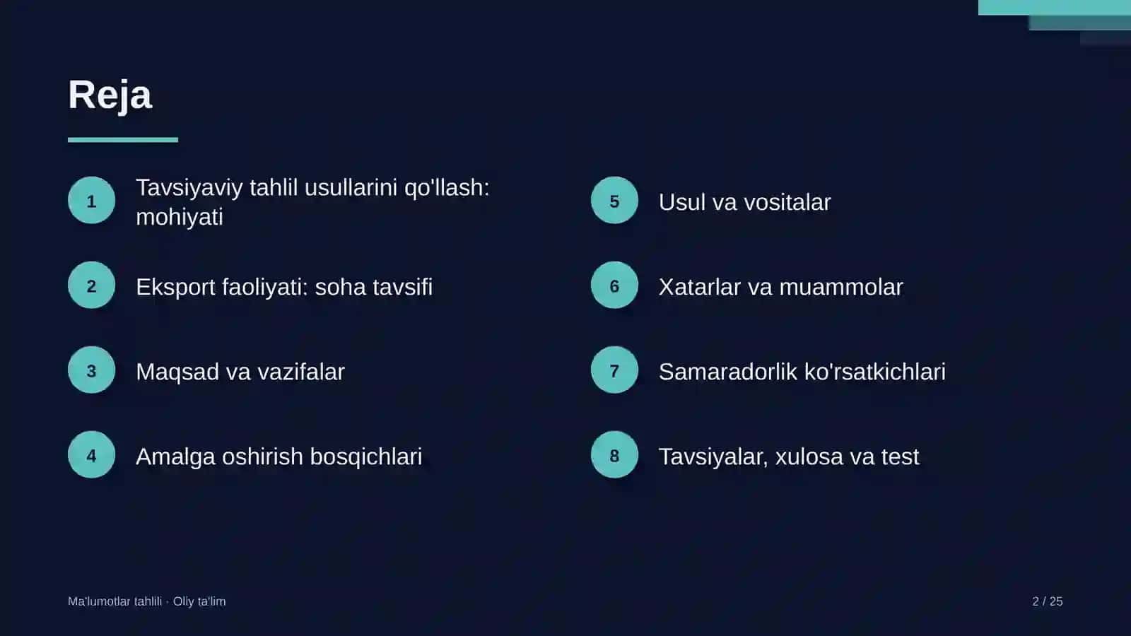 eksport faoliyatida tavsiyaviy tahlil usullarini qo'llash 3480 2