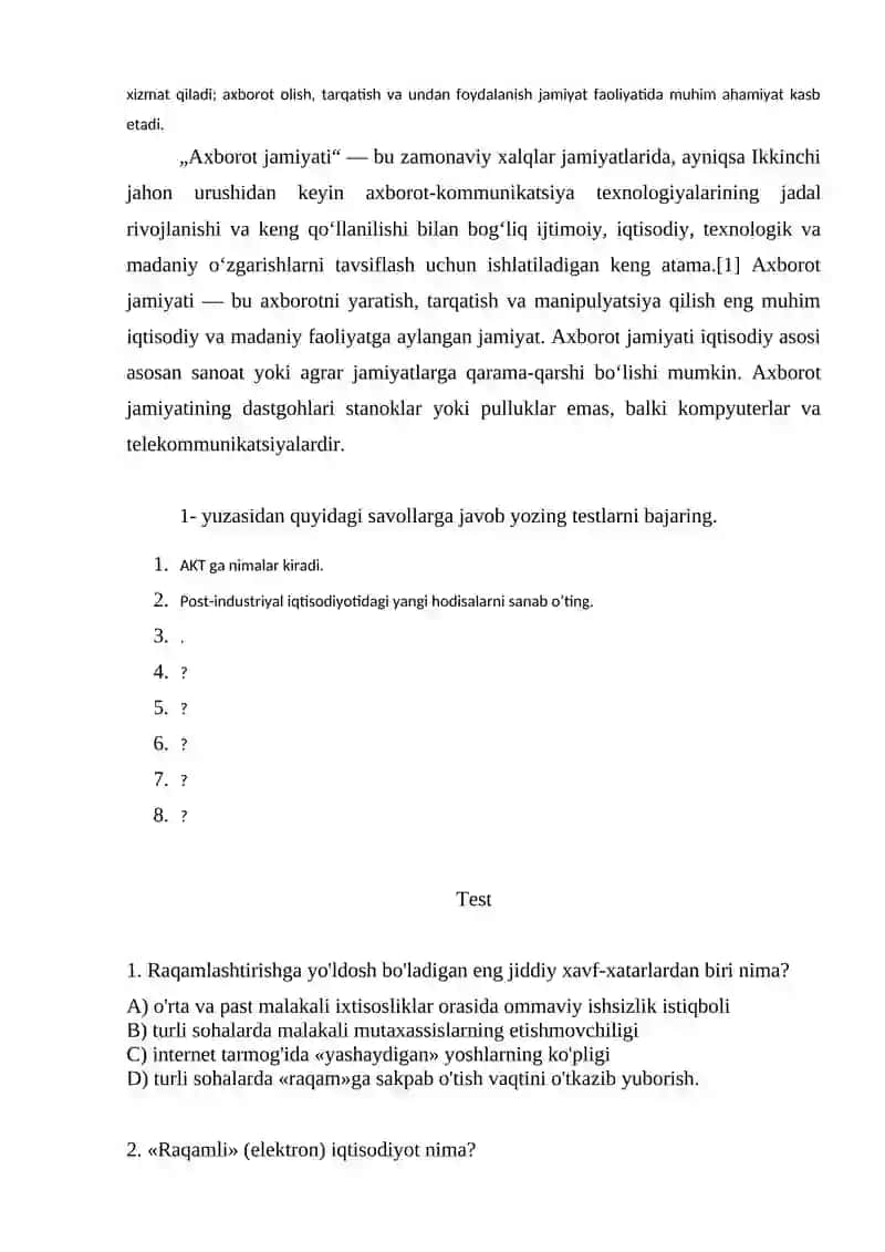Raqamli iqtisodiyot xo'jalik tizimi 2