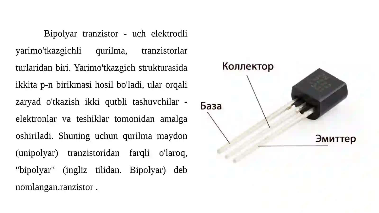 Bipolyartranzistorlar.(BT)larning ishlash mexanizimi va tuzilishi 2