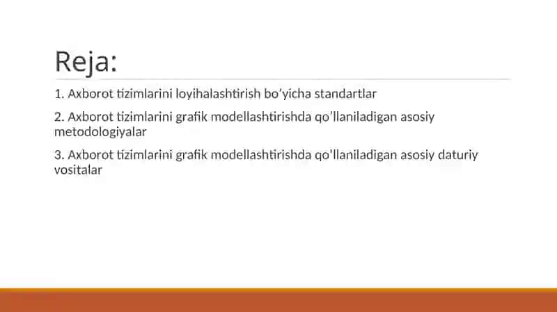 Axborot tizimlarini loyihalashtirish bo’yicha standartlar. 2