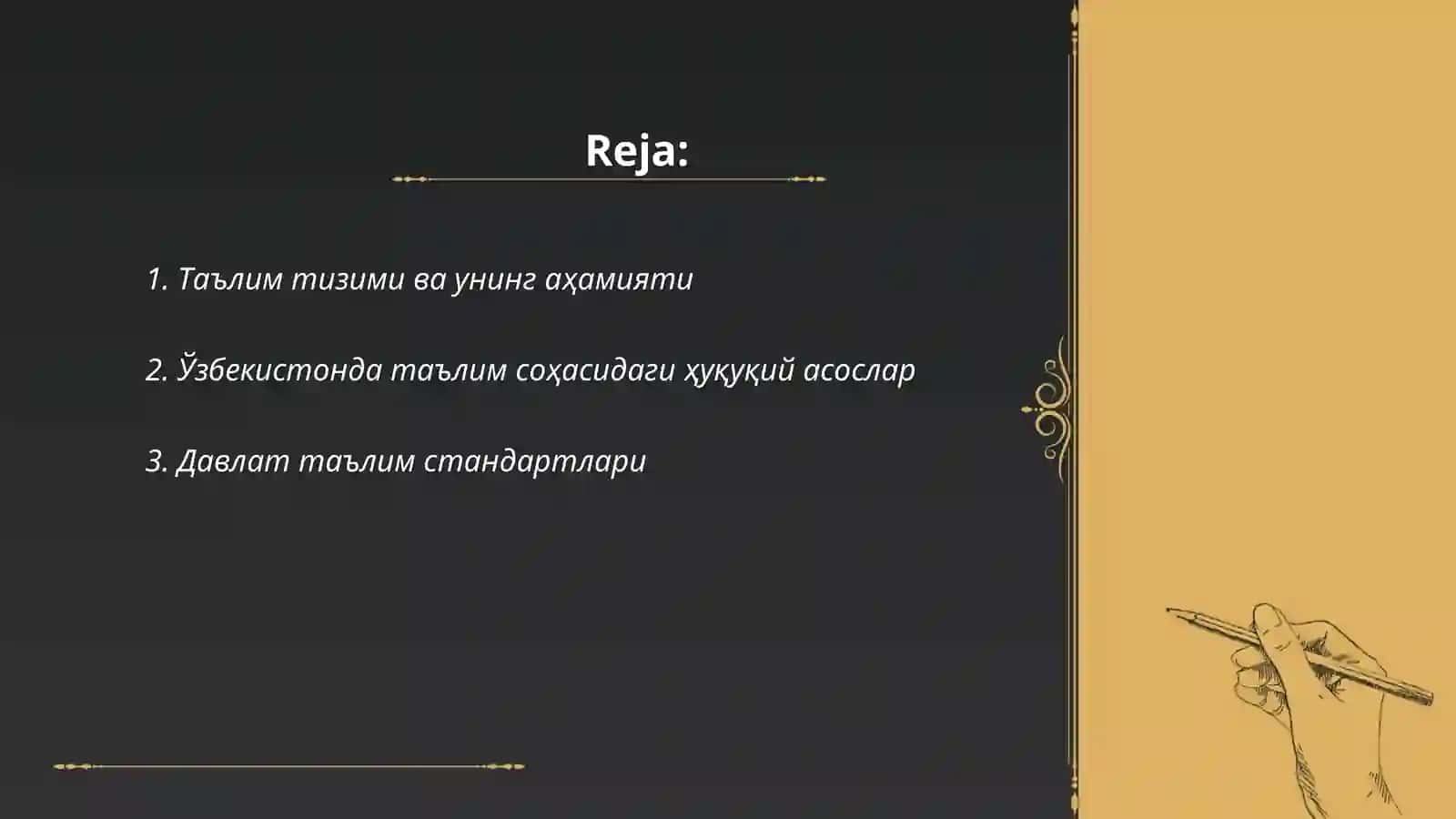Узбекистон Республикаси "Талим Тогрисидаги" конуннинг мохияти 2