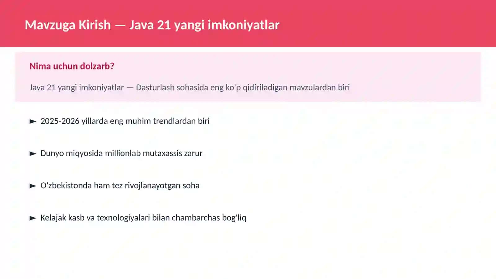 Java 21 yangi imkoniyatlar 2