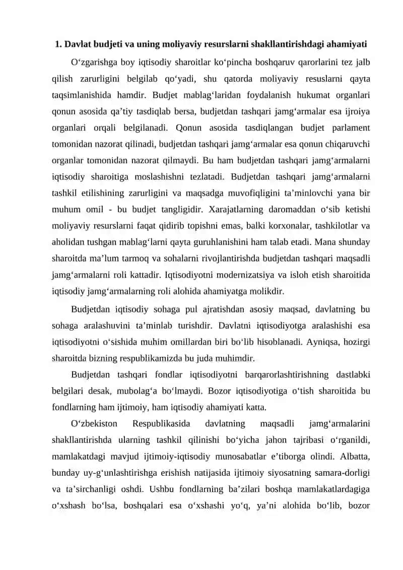 Davlat budjeti va uning moliyaviy resurslarni shakllantirishdagi ahamiyati 2