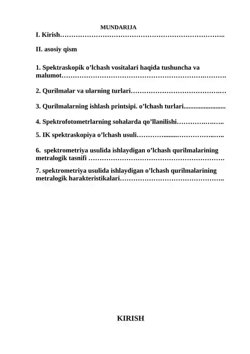 SPEKTROMETRIYA USULIDA ISHLAYDIGAN O’LCHASH QURILMALARINING METRALOGIK TASNIFI METRALOGIK HARAKTERISTIKALARI 2