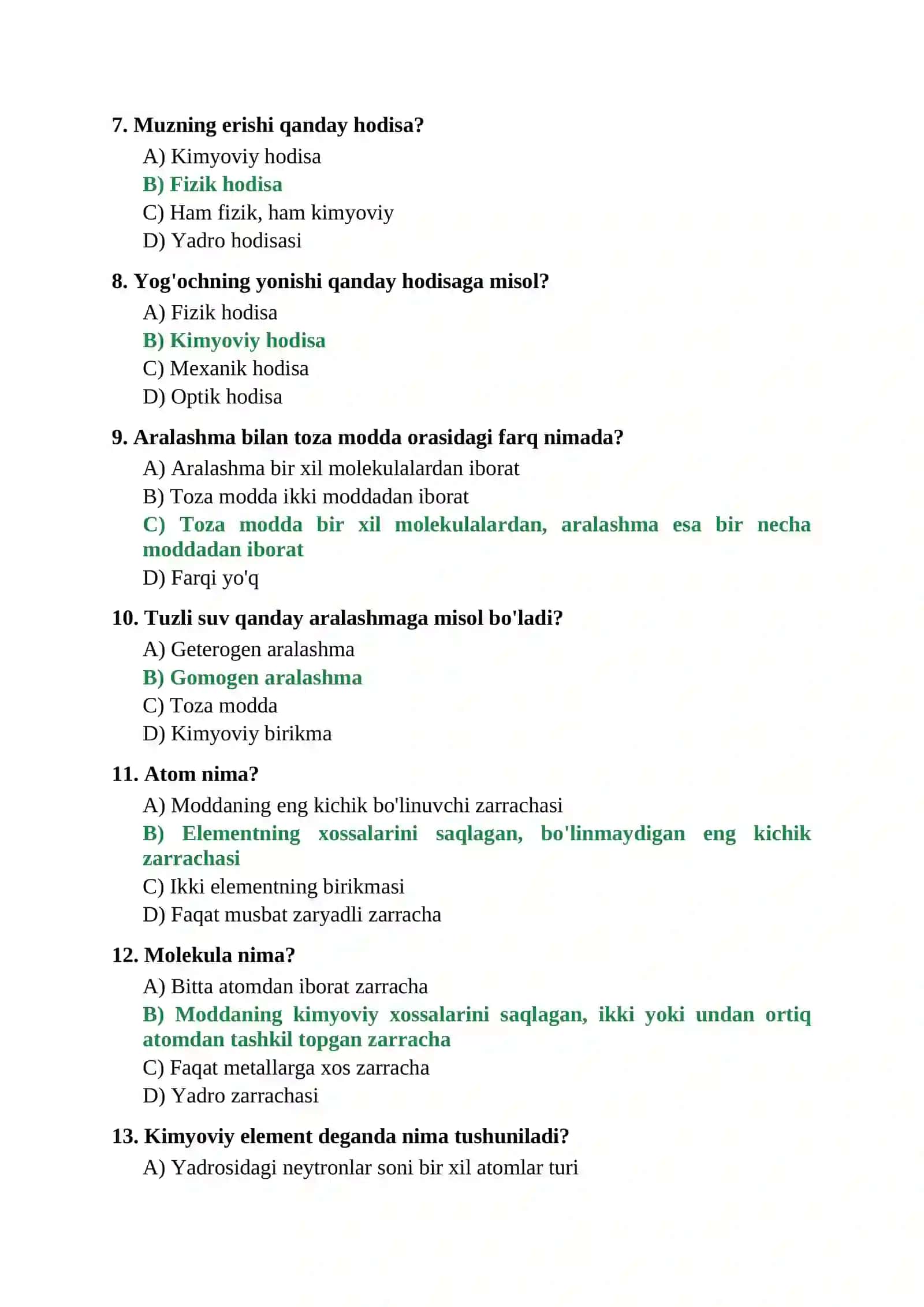 7-SINF KIMYO FANIDAN OLIMPIADA TEST SAVOLLARI 2