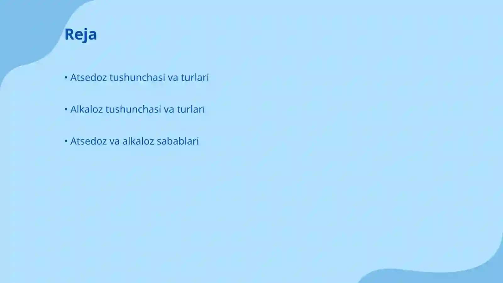 Atsedoz va alkaloz ko'rishlari 2