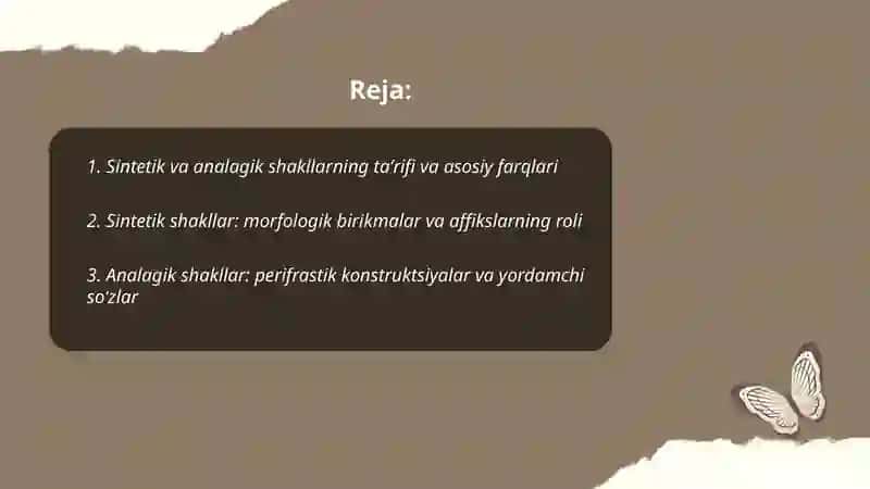Sozlarning sintetik va analagik shakillari 2