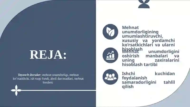 Mehnat unumdorligining darajasi va unga ta’sir etuvchi omillarning tahlili 2