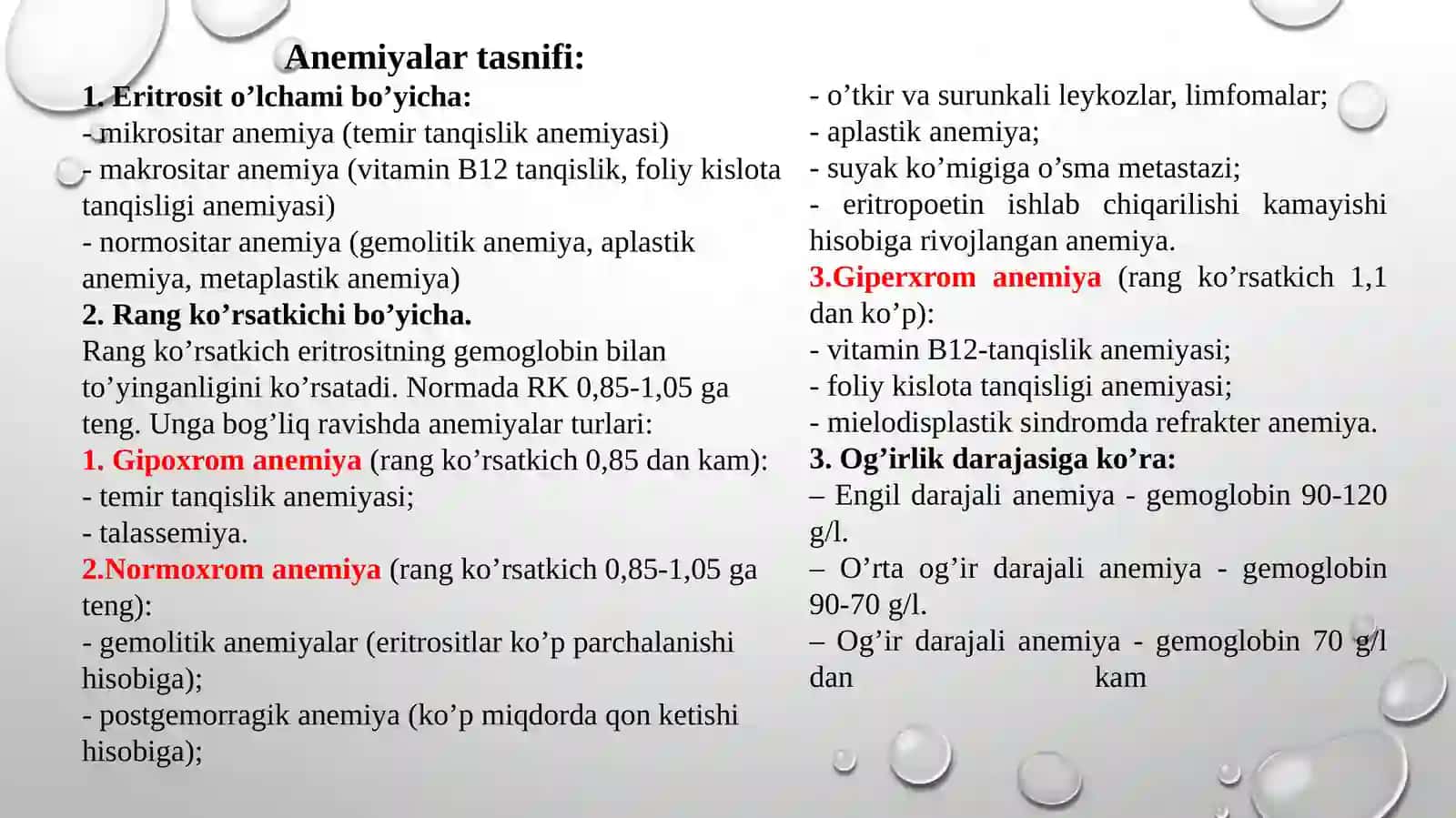 Anemiyalar va ularning laborator tashxisi 2