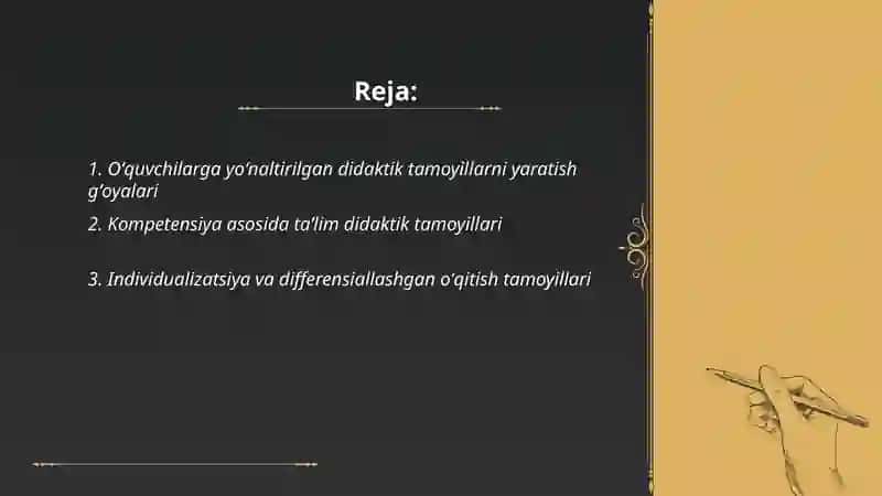 Oʻqitishning didaktik tamoyillarini yaratish gʻoyalari 2
