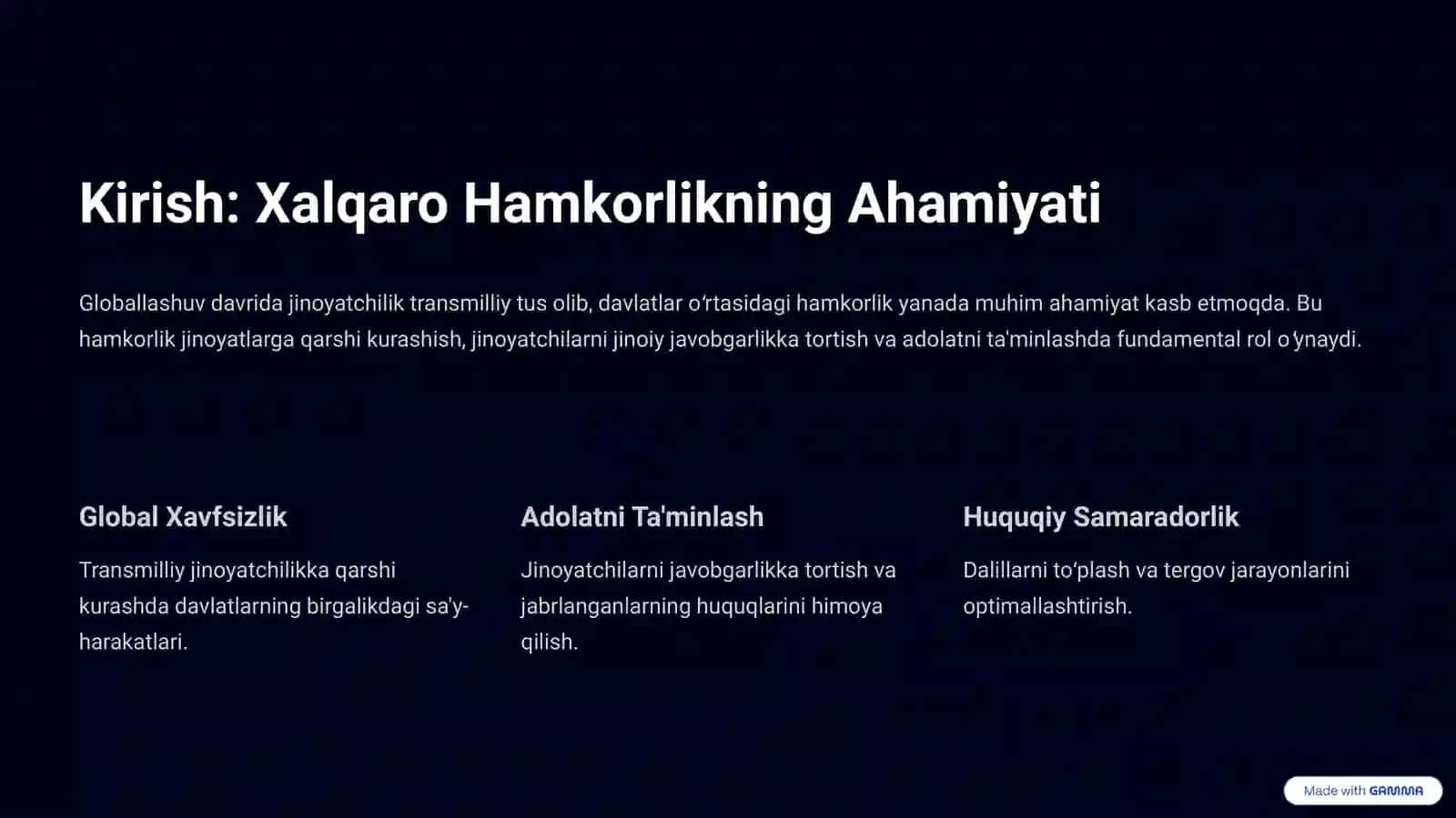 Jinoyat Ishlari Boʻyicha Xalqaro Hamkorlik Prinsiplari 2