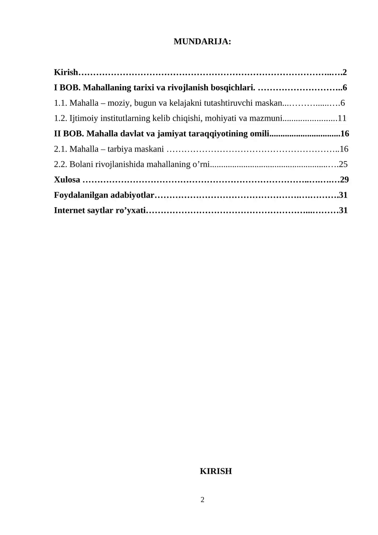 MAVZU: MAHALLANING PAYDO BO’LISH TARIXI 2