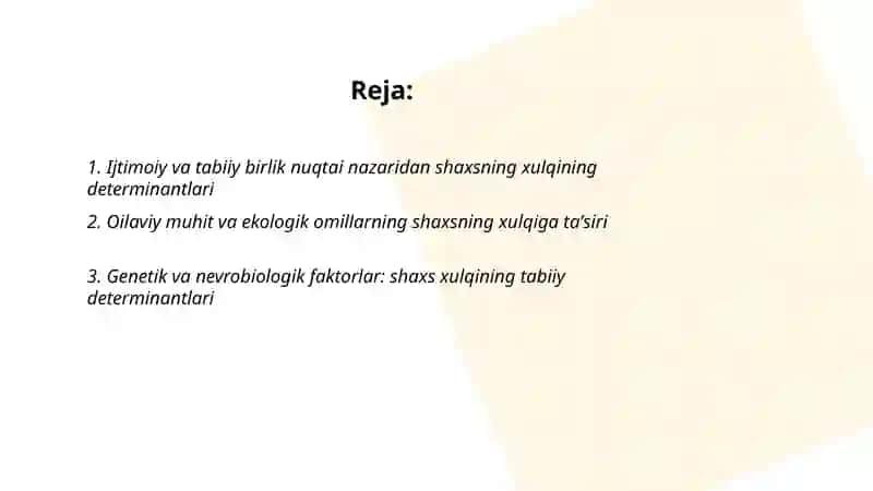 Shaxs oğishgan xulqining determinant soyasida ijtimoiy va tabiiy birlik 2