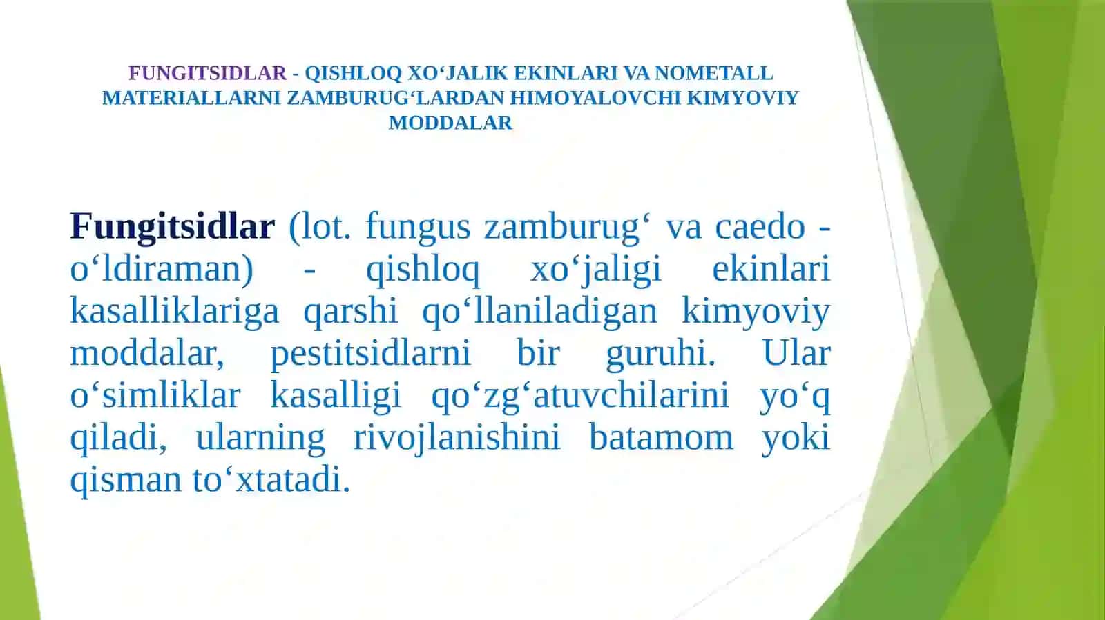 QISHLOQ XO‘JALIK EKINLARI VA NOMETALL MATERIALLARNI ZAMBURUG‘LARDAN HIMOYALOVCHI KIMYOVIY MODDALAR 2