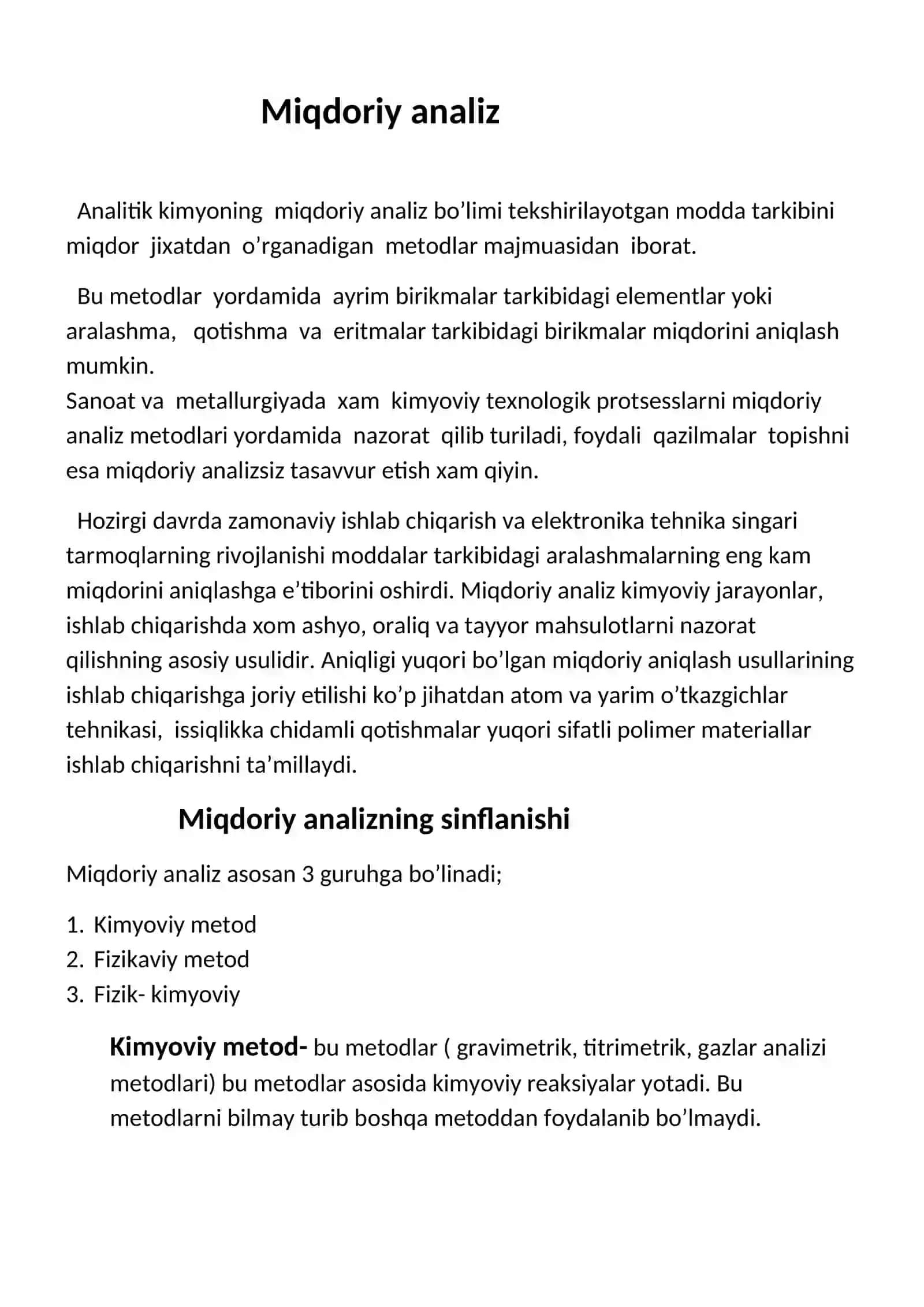 Miqdoriy analiz. Natijalarni hisoblash 2