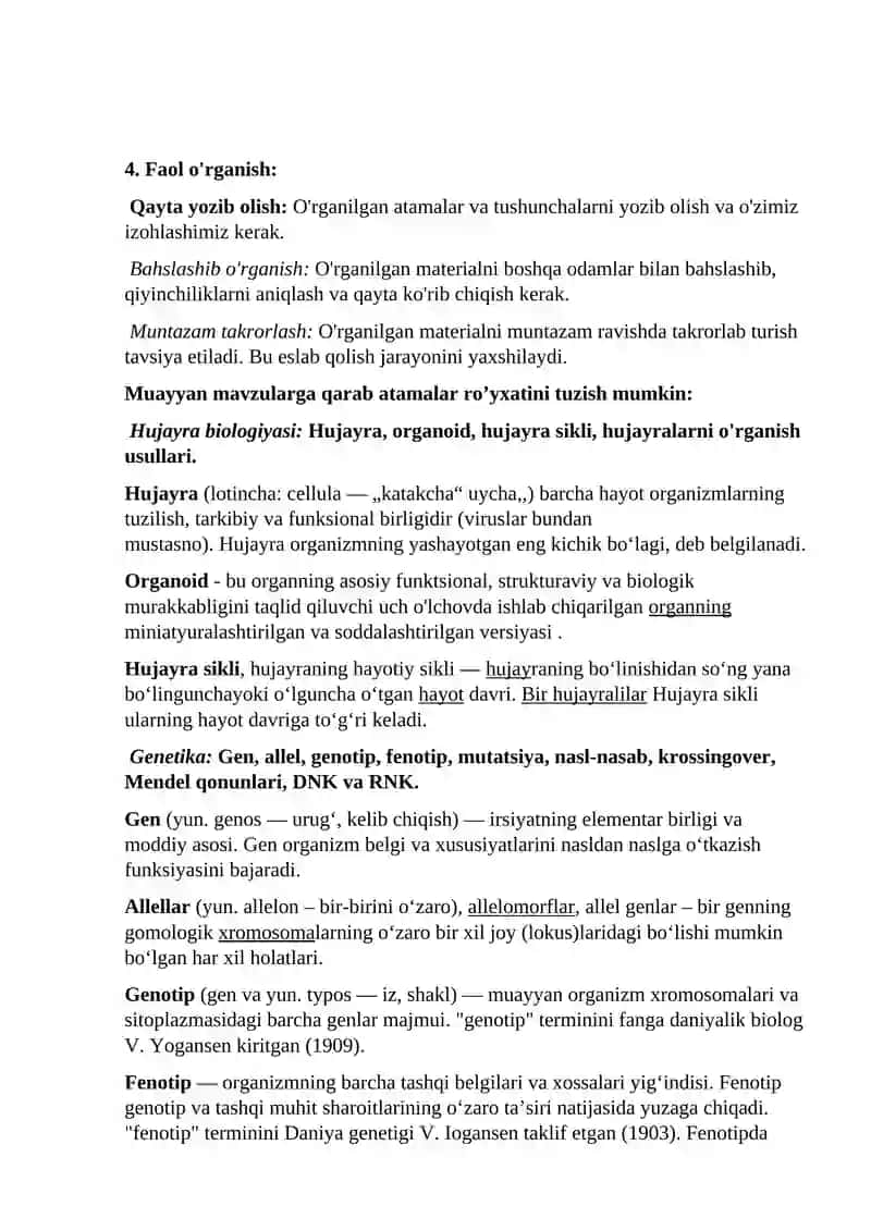 SOHAGA OID TERMINLARDAN FOYDALANGAN HOLDA DARSGA TAYYORGARLIK KO’RISH 2