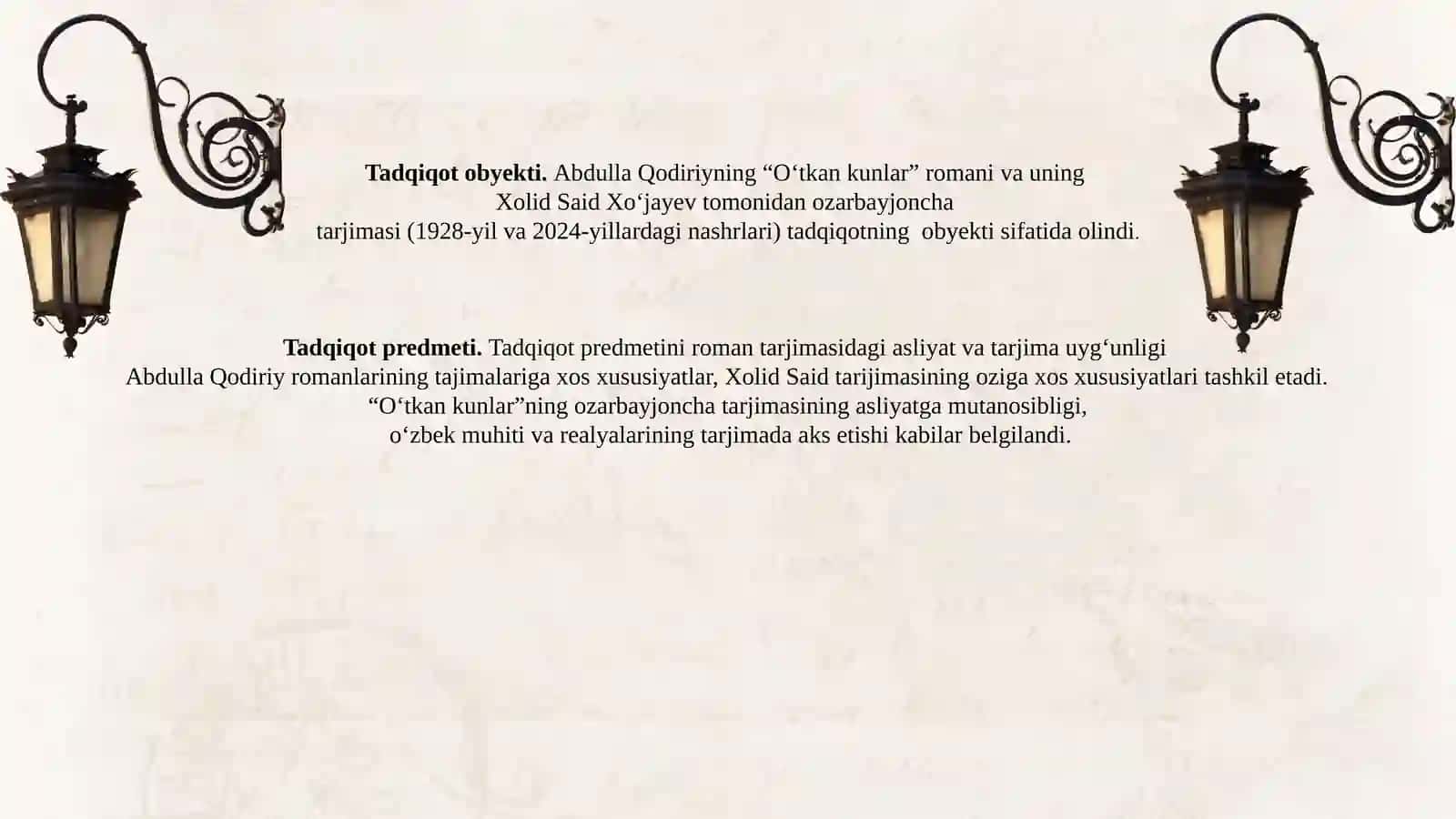 SAID XOLID XO‘JAYEV TARJIMASIDAGI “O‘TKAN KUNLAR” ROMANINING MATN XUSUSIYATLARI 2