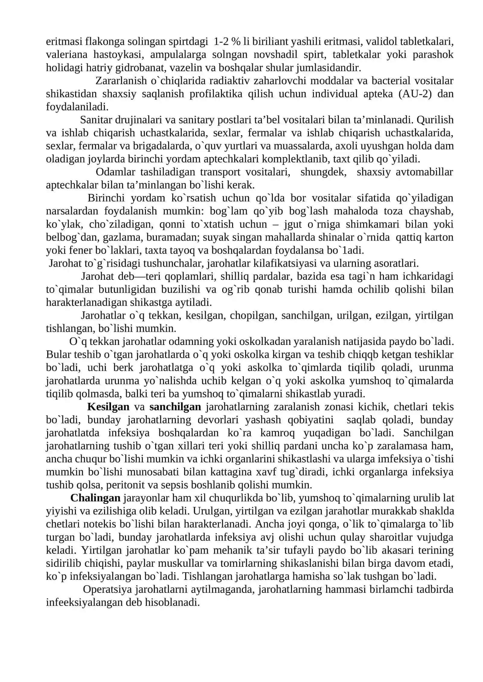 Shikastlanganda va baxtsiz hodisalar sodir bo`lganda birinchi tibbiy yordam ko`rsatish 2